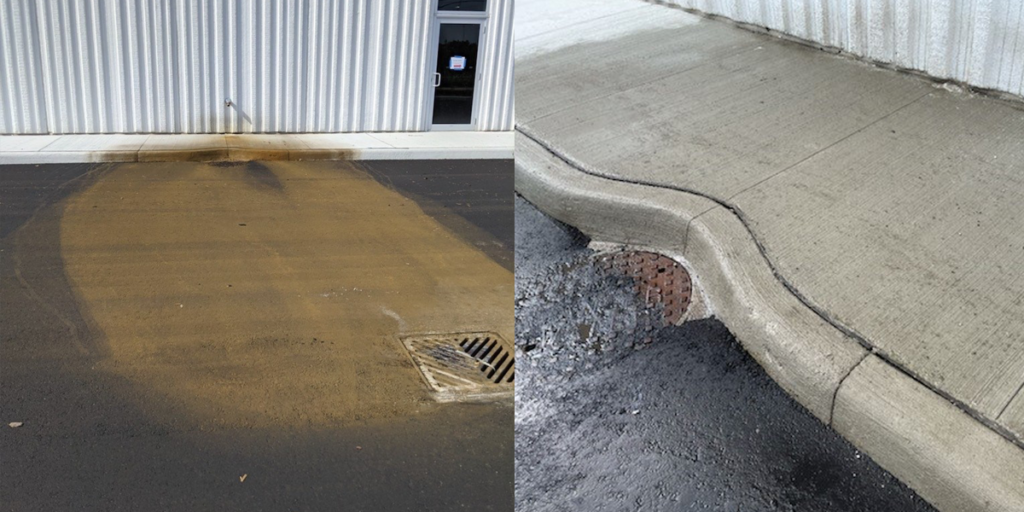 We pressure wash and remove stains from concrete and asphalt